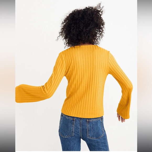 MOVING SALE | Women’s Madewell Yellow Gold Bell-Sleeve Cardigan Top, Size XL - Picture 5 of 7